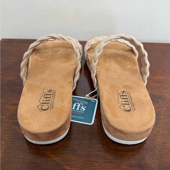New Cliffs Truly beige khaki braided double strap faux leather sandals size 7 - Picture 10 of 15